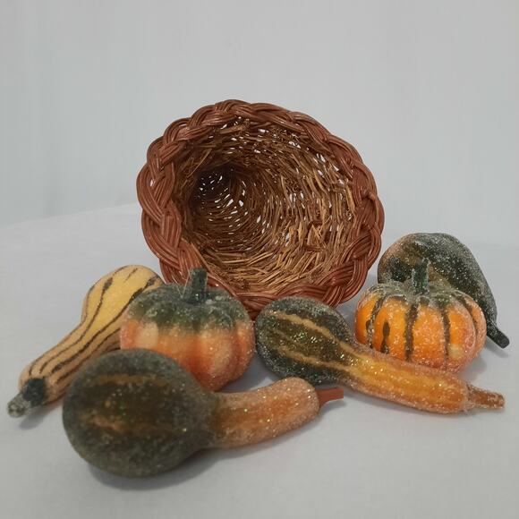 Unbranded Other - Vintage Cornucopia Horn of Plenty with Sugared Faux Fruit